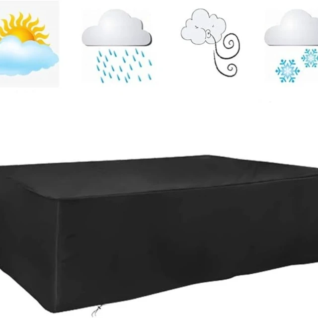 Alt view image 5 of 7 - Premium Oxford Polyester Outdoor Furniture Cover Heavy Duty Windproof UV Resistant Waterproof Protective Cover Rectangular Garden Patio Cover for Rattan Sofa Table Chairs 90 x 65 x 31inch