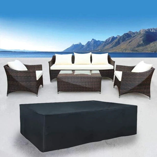 Alt view image 2 of 7 - Premium Oxford Polyester Outdoor Furniture Cover Heavy Duty Windproof UV Resistant Waterproof Protective Cover Rectangular Garden Patio Cover for Rattan Sofa Table Chairs 90 x 65 x 31inch