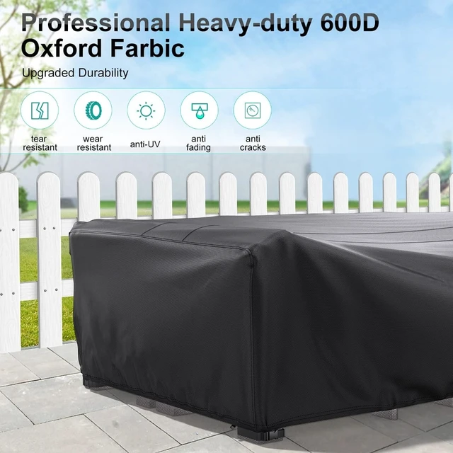 Alt view image 6 of 7 - Premium Oxford Polyester Outdoor Furniture Cover Heavy Duty Windproof UV Resistant Waterproof Protective Cover Rectangular Garden Patio Cover for Rattan Sofa Table Chairs 90 x 65 x 31inch