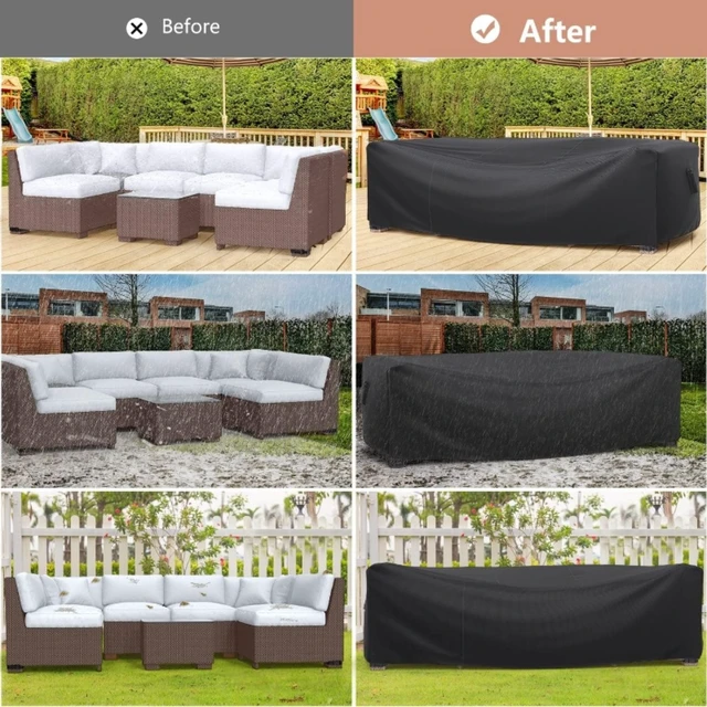 Alt view image 7 of 7 - Premium Oxford Polyester Outdoor Furniture Cover Heavy Duty Windproof UV Resistant Waterproof Protective Cover Rectangular Garden Patio Cover for Rattan Sofa Table Chairs 90 x 65 x 31inch