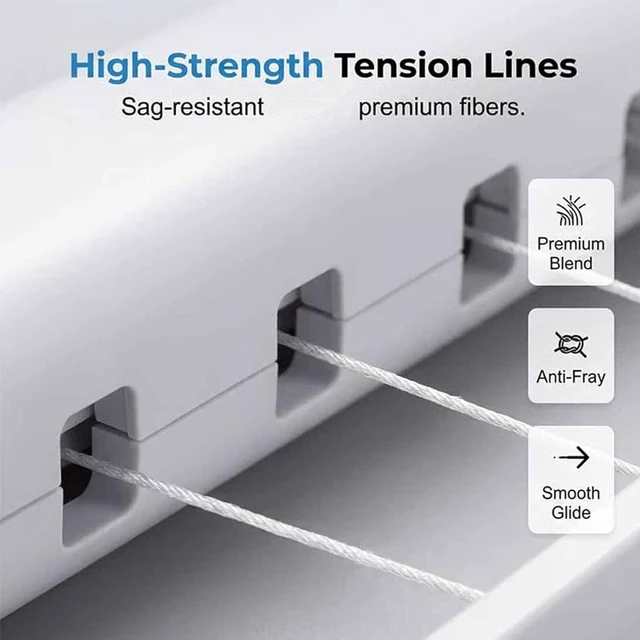 Alt view image 4 of 7 - Retractable Clothesline with 5 Lines, Heavy Duty Invisible Laundry Drying Rack, Space Saving Indoor Clothes Line for Bedroom Bathroom Living Room, Hanging Clothes Towels Pants