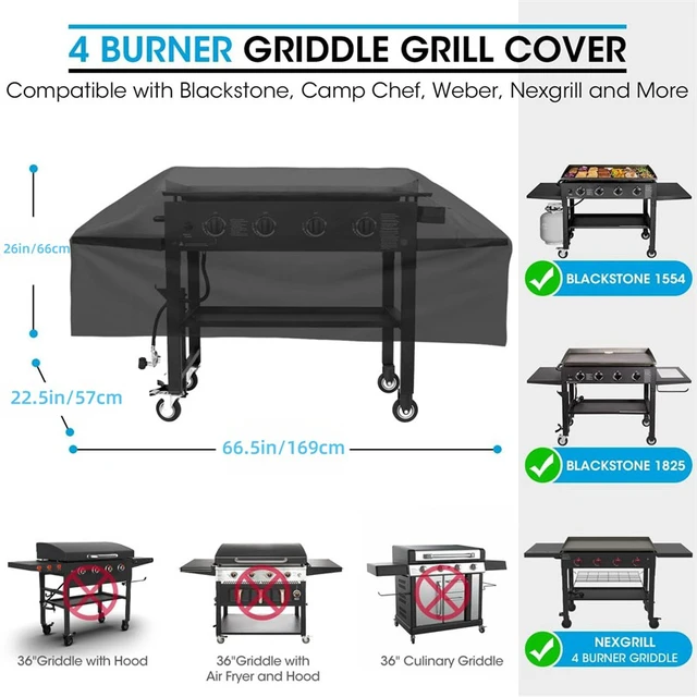 Alt view image 3 of 6 - Patio BBQ Grill Dustproof Protective Cover, Universal Waterproof Flat Top Griddle Cover, Weather Resistant Outdoor Griddle Cover Compatible with Blackstone Griddle