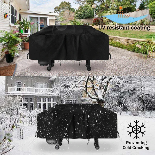 Alt view image 4 of 6 - Patio BBQ Grill Dustproof Protective Cover, Universal Waterproof Flat Top Griddle Cover, Weather Resistant Outdoor Griddle Cover Compatible with Blackstone Griddle
