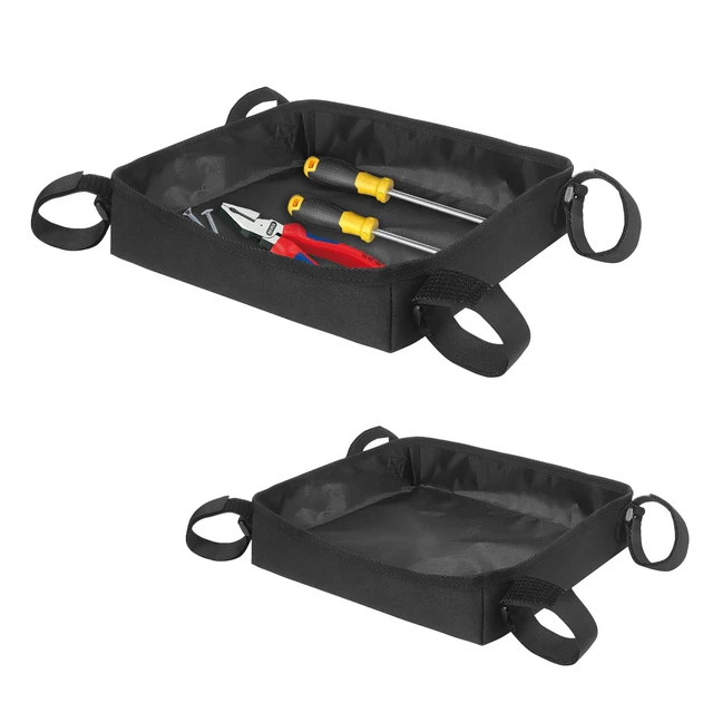Alt view image 7 of 7 - Portable Ladder Tool Kit, Collapsible Black Ladder Storage Rack, Heavy Duty Ladder Organizer for Garage Workshop Home