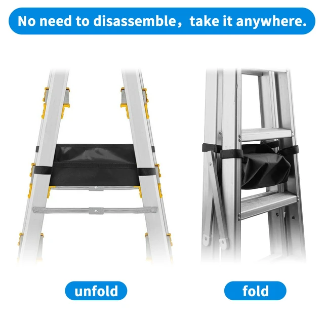 Alt view image 4 of 7 - Portable Ladder Tool Kit, Collapsible Black Ladder Storage Rack, Heavy Duty Ladder Organizer for Garage Workshop Home