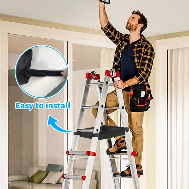 Alt view image 6 of 7 - Portable Ladder Tool Kit, Collapsible Black Ladder Storage Rack, Heavy Duty Ladder Organizer for Garage Workshop Home