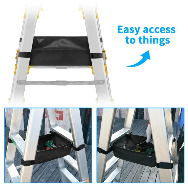Alt view image 2 of 7 - Portable Ladder Tool Kit, Collapsible Black Ladder Storage Rack, Heavy Duty Ladder Organizer for Garage Workshop Home