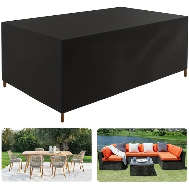 Alt view image 6 of 6 - Rectangular Outdoor Patio Furniture Cover, Waterproof All Weather Table Sofa Set Protector,UV Dust Wind Resistant Oxford Fabric Patio Conversation Set Cover with Secure Buckle Straps & Drawstring