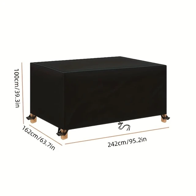 Alt view image 5 of 6 - Outdoor Patio Furniture Cover, Waterproof All Weather Rectangular Table Protector, Oxford Fabric UV Dust Wind Resistant Patio Sofa Cover with Drawstring & Buckle Straps
