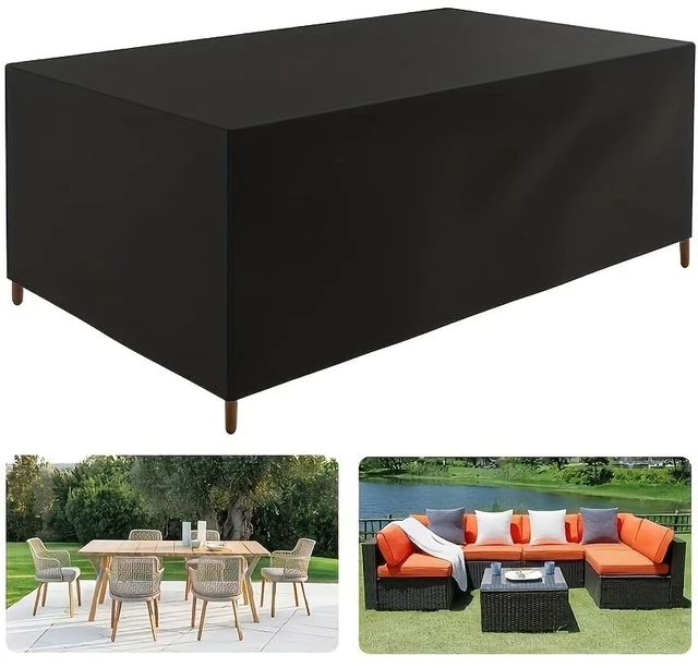 Main image of Outdoor Patio Furniture Cover, Waterproof All Weather Rectangular Table Protector, Oxford Fabric UV Dust Wind Resistant Patio Sofa Cover with Drawstring & Buckle Straps