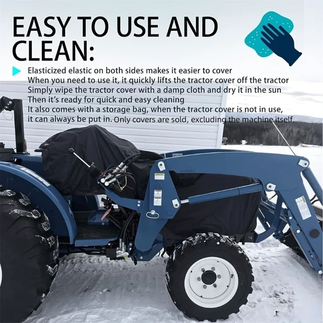 Alt view image 5 of 6 - AKEfit Compact Tractor Cover, Waterproof All Weather Sub Compact Tractor Protector, 76" x 24" x 22" Oxford Fabric UV Dust Wind Resistant Lawn Tractor Cover with Adjustable Drawstring, Black