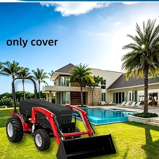 Alt view image 2 of 6 - AKEfit Compact Tractor Cover, Waterproof All Weather Sub Compact Tractor Protector, 76" x 24" x 22" Oxford Fabric UV Dust Wind Resistant Lawn Tractor Cover with Adjustable Drawstring, Black