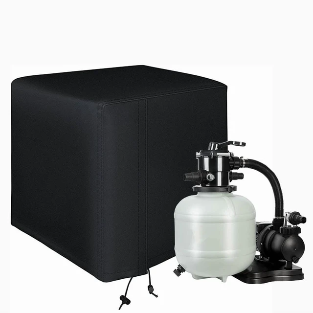 Alt view image 5 of 5 - AKEfit Outdoor Pool Sand Filter Pump Cover, Waterproof All Weather Pool Filter Protector, UV Dust Wind Resistant Oxford Fabric Pool Pump Cover with Adjustable Drawstring, Black