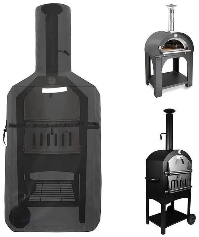 Main image of AKEfit Outdoor Pizza Oven Cover with Chimney Opening, Waterproof All Weather Pizza Oven Protector, UV Dust Wind Resistant Oxford Fabric Pizza Oven Cover with Zipper & Drawstring, Black