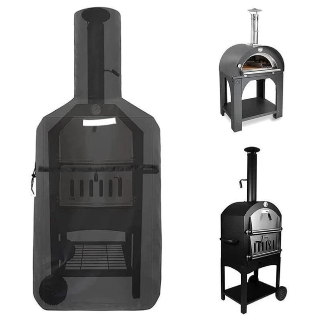 Alt view image 5 of 6 - AKEfit Outdoor Pizza Oven Cover with Chimney Opening, Waterproof All Weather Pizza Oven Protector, UV Dust Wind Resistant Oxford Fabric Pizza Oven Cover with Zipper & Drawstring, Black