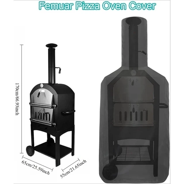 Alt view image 4 of 6 - AKEfit Outdoor Pizza Oven Cover with Chimney Opening, Waterproof All Weather Pizza Oven Protector, UV Dust Wind Resistant Oxford Fabric Pizza Oven Cover with Zipper & Drawstring, Black