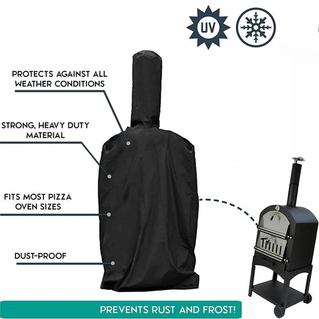 Alt view image 3 of 6 - AKEfit Outdoor Pizza Oven Cover with Chimney Opening, Waterproof All Weather Pizza Oven Protector, UV Dust Wind Resistant Oxford Fabric Pizza Oven Cover with Zipper & Drawstring, Black