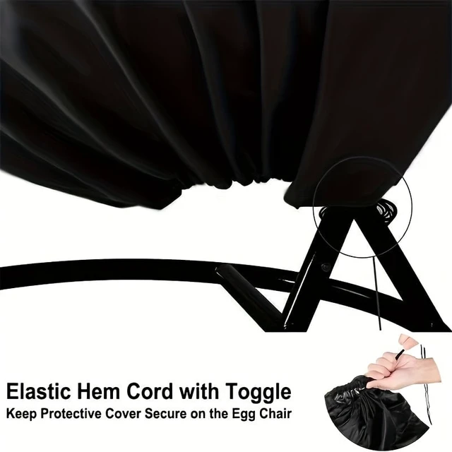 Alt view image 6 of 6 - AKEfit Outdoor Hanging Egg Chair Cover with Zipper, Waterproof All Weather Patio Swing Chair Protector, 90.55" x78.74" Black Oxford Fabric Dust UV Snow Wind Resistant Furniture Cover