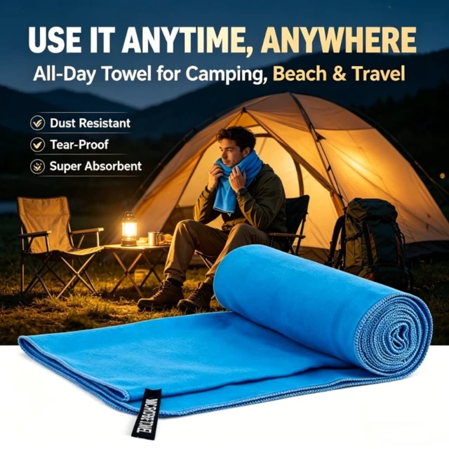 Alt view image 6 of 7 - AKEfit Quick Dry Microfiber Towel, Super Absorbent Compact Camping Towel, Lightweight Portable Travel Beach Towel for Swimming, Gym, Hiking, Backpacking