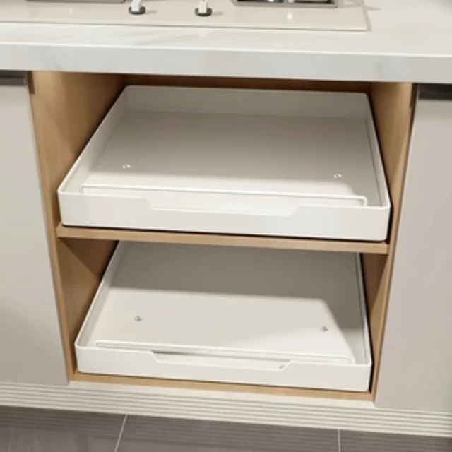 Alt view image 6 of 6 - AKEfit Slide Out Cabinet Storage Organizer, Wall Mount Pull Out Drawer, Heavy-Duty Under Sink Pullout Shelf for Kitchen Spice, Pantry Food Containers