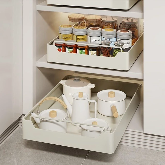 Alt view image 3 of 6 - AKEfit Slide Out Cabinet Storage Organizer, Wall Mount Pull Out Drawer, Heavy-Duty Under Sink Pullout Shelf for Kitchen Spice, Pantry Food Containers
