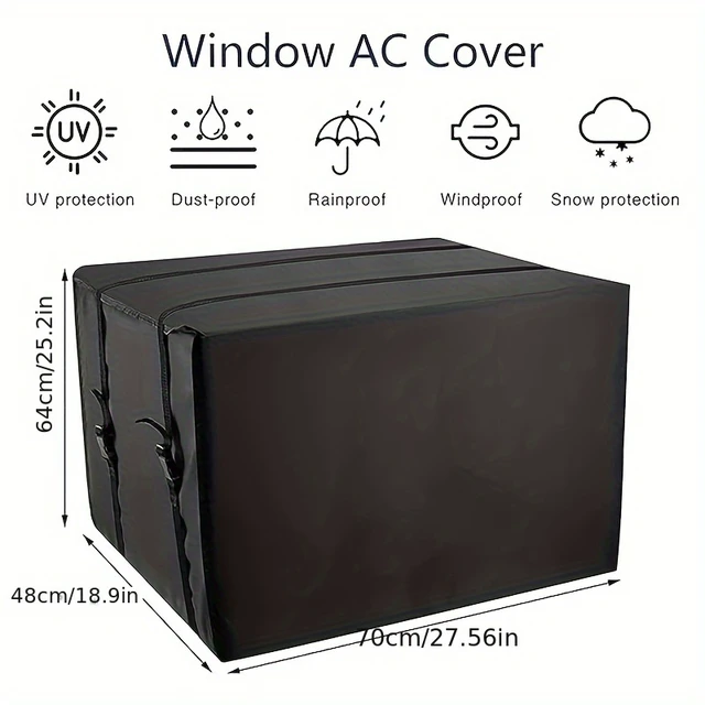 Alt view image 5 of 7 - Window Air Conditioner Cover Outdoor, Waterproof UV Protection Window AC Unit Cover, Heavy Duty Oxford Fabric Window Air Conditioner Protector with Adjustable Buckle Straps
