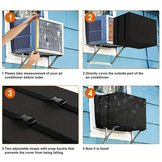 Alt view image 3 of 7 - Window Air Conditioner Cover Outdoor, Waterproof UV Protection Window AC Unit Cover, Heavy Duty Oxford Fabric Window Air Conditioner Protector with Adjustable Buckle Straps
