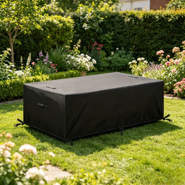 Alt view image 2 of 4 - Outdoor Patio Furniture Cover, Waterproof Rectangular Table Cover, Heavy Duty Oxford UV Wind Resistant Garden Patio Table Protector with Drawstring & Tear Straps