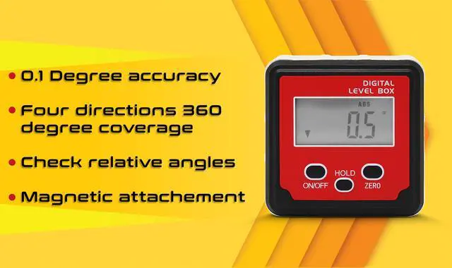 Alt view image 2 of 7 - Digital angle gauge for measuring angles with high accuracy and visualization,Inclinometer accurate and visualized,,0.1 degree accuracy,360 degree coverage in four directions,Magnetic attachment