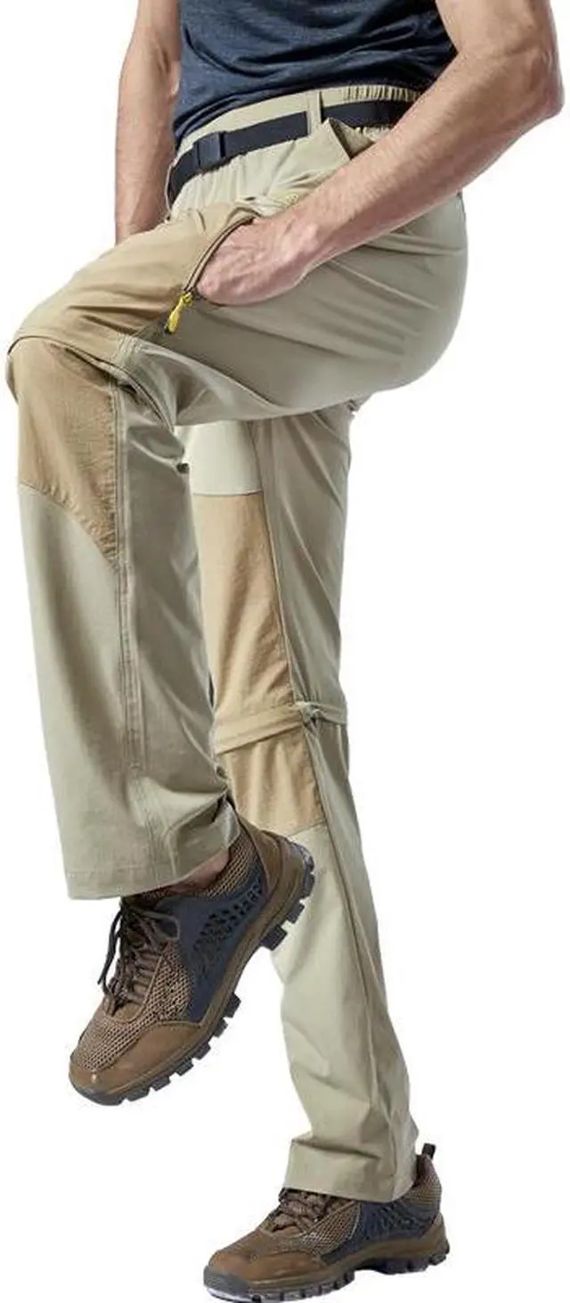 Alt view image 4 of 7 - Men's Elastic Fishing Breathable Two Section Quick Drying Trousers Multi Pocket Detachable Disjointed Trousers Small Khaki