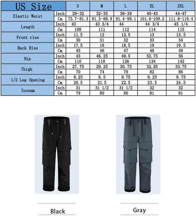 Alt view image 5 of 7 - Men Straight Multi Pocket Drawstring Elastic Waist Plush Trousers Warm Windproof Casual Pants XX-Large Black
