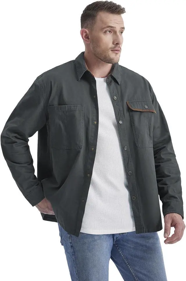 Alt view image 2 of 7 - Men Overalls Cotton Shirt Lapel Corduroy Color Contrast Shirt Cross-Border Oversize Loose Shirt Medium