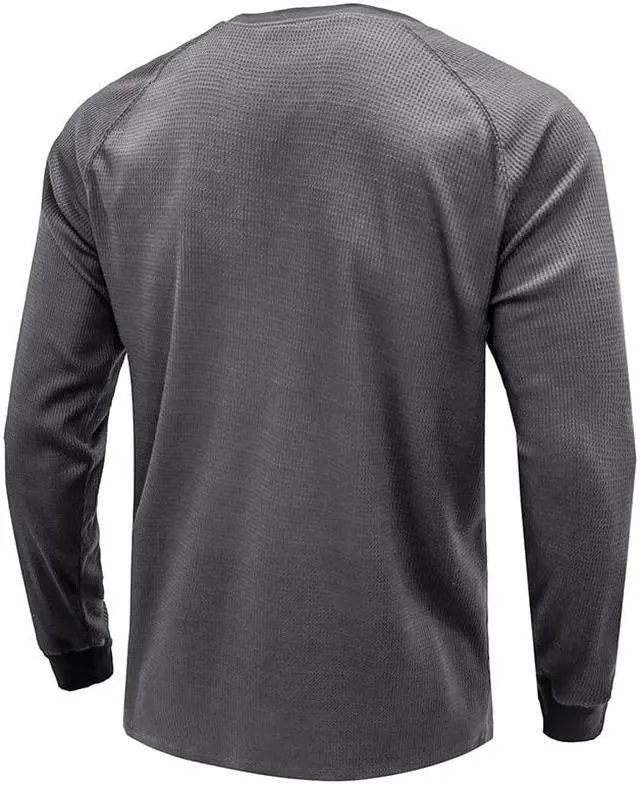 Alt view image 4 of 5 - Autumn And Winter Long Sleeved Men's Solid Henry Underlay Knitted T-shirt X-Large