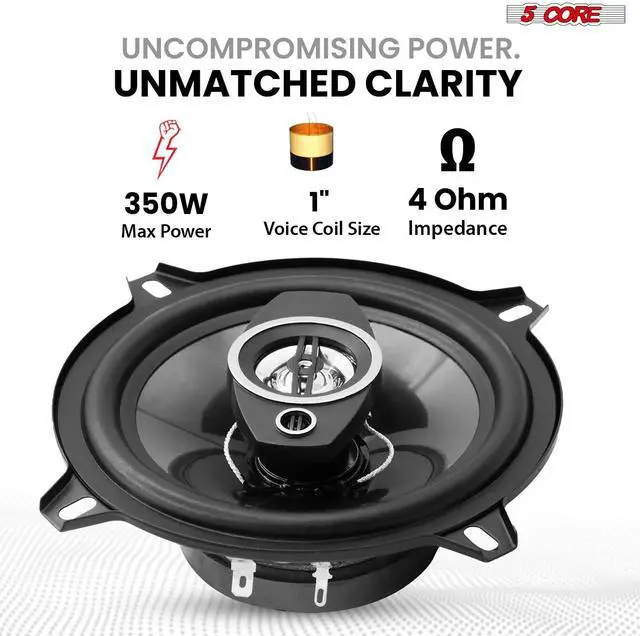 Alt view image 2 of 7 - 5Core Coaxial Car Door Speakers 5 Pair 350W 4Ohm 2 Way Component Subwoofer Audio w Super Tweeter