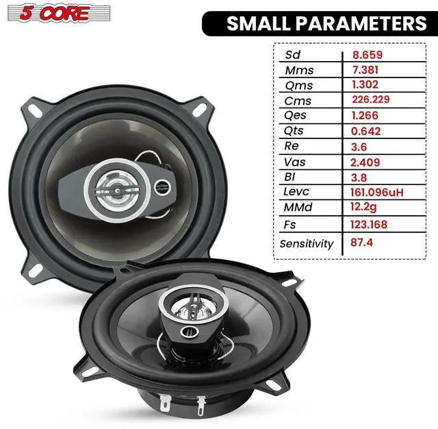 Alt view image 5 of 7 - 5Core Coaxial Car Door Speakers 5 Pair 350W 4Ohm 2 Way Component Subwoofer Audio w Super Tweeter