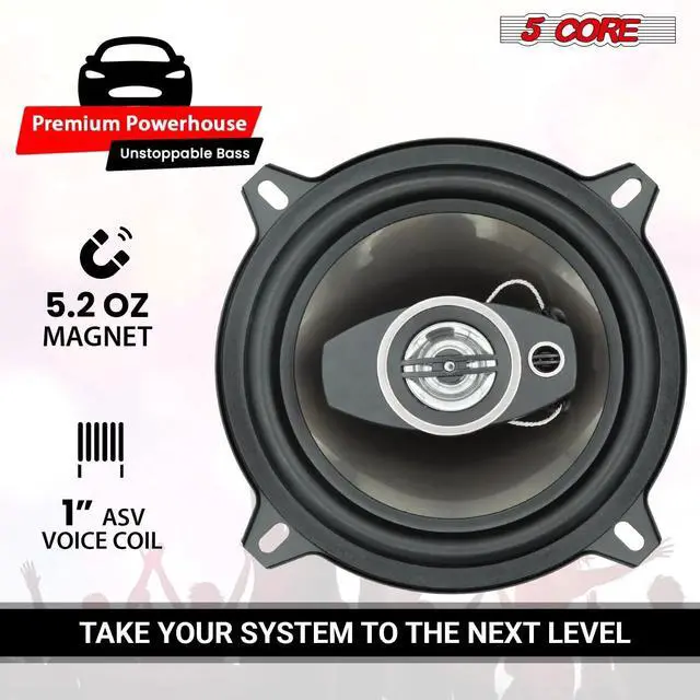 Alt view image 3 of 7 - 5Core Coaxial Car Door Speakers 5 Pair 350W 4Ohm 2 Way Component Subwoofer Audio w Super Tweeter