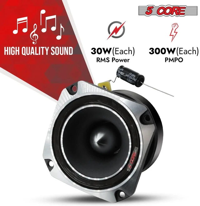 Alt view image 2 of 7 - 5 CORE Tweeters Speakers Car Audio Pair 600W Combined Peak 4 Ohm 3.5 Inch Aluminum Super Bullet Tuiters para Sonido para Carro - TW BLT 150 CH Pair