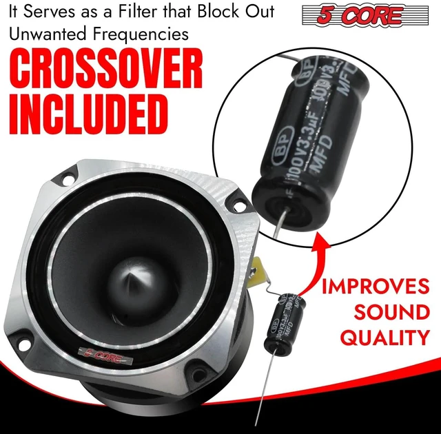 Alt view image 6 of 7 - 5 CORE Tweeters Speakers Car Audio Pair 600W Combined Peak 4 Ohm 3.5 Inch Aluminum Super Bullet Tuiters para Sonido para Carro - TW BLT 150 CH Pair