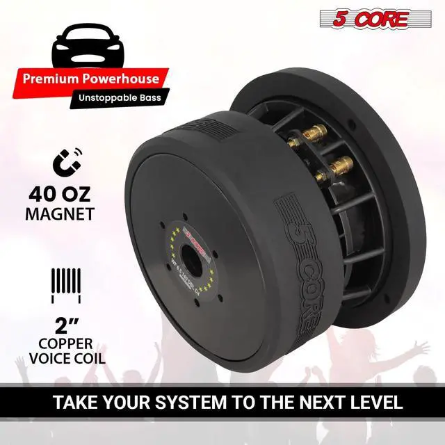 Alt view image 5 of 7 - 5 CORE 6.5 Inch Car Subwoofer Dual 4 Ohm 1000W Max Power High Performance Driver with Aluminum Frame 6.5 Component Sub Woofer for Deep Bass - WF 6.5 140 DBL D4