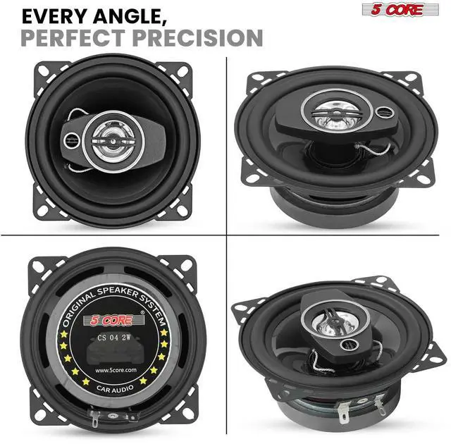 Alt view image 5 of 7 - 5Core Coaxial Door Car Speakers 4 Pair 250W 4Ohm 2 Way Component Subwoofer Audio w Super Tweeter