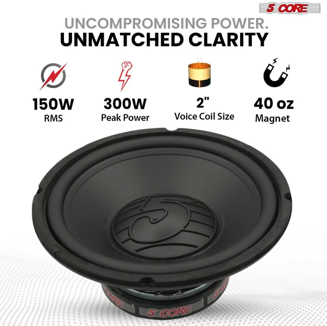 Alt view image 2 of 7 - 5 Core 10 Inch Woofer 300W Car Audio Subwoofer 4 Ohm Impedance Replacement Deep Bass Sub w 40 Oz Y30 Magnet Poly Cone Rubber Surround for Vehicle Sound System - WF 10 140 PP 4OHM