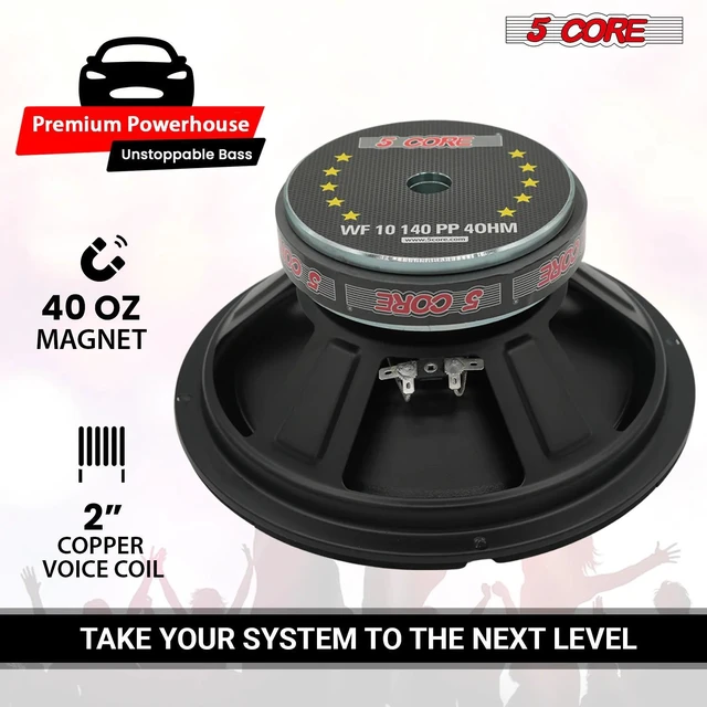 Alt view image 5 of 7 - 5 Core 10 Inch Woofer 300W Car Audio Subwoofer 4 Ohm Impedance Replacement Deep Bass Sub w 40 Oz Y30 Magnet Poly Cone Rubber Surround for Vehicle Sound System - WF 10 140 PP 4OHM
