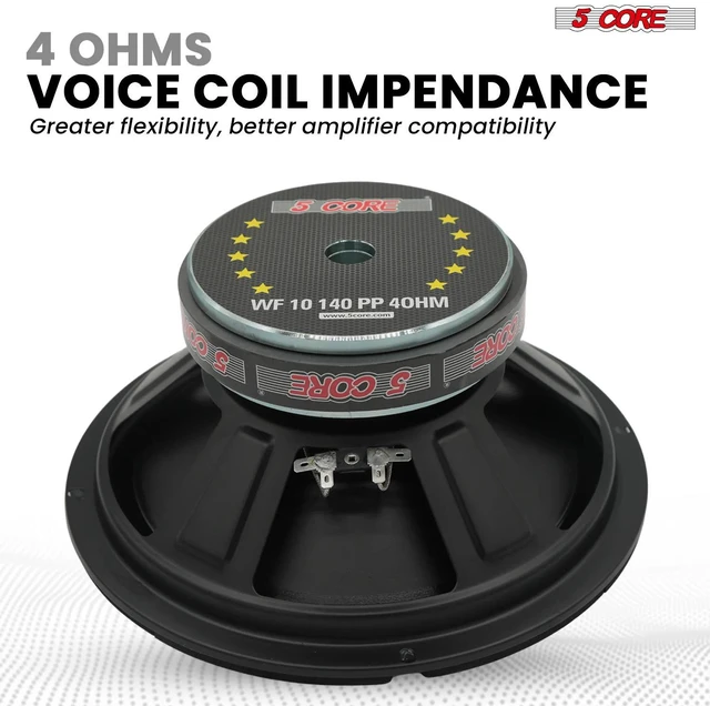 Alt view image 4 of 7 - 5 Core 10 Inch Woofer 300W Car Audio Subwoofer 4 Ohm Impedance Replacement Deep Bass Sub w 40 Oz Y30 Magnet Poly Cone Rubber Surround for Vehicle Sound System - WF 10 140 PP 4OHM