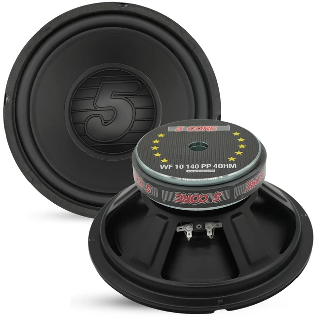 Main image of 5 Core 10 Inch Woofer 300W Car Audio Subwoofer 4 Ohm Impedance Replacement Deep Bass Sub w 40 Oz Y30 Magnet Poly Cone Rubber Surround for Vehicle Sound System - WF 10 140 PP 4OHM