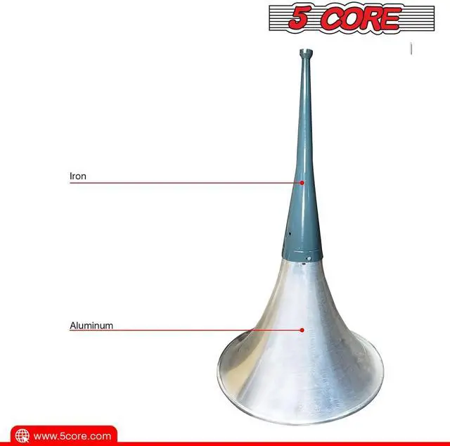 Alt view image 6 of 7 - 5 Core PA Horn Speaker 600W PMPO Compression Driver Audio in 22" Trumpet Throat Loud Audio System