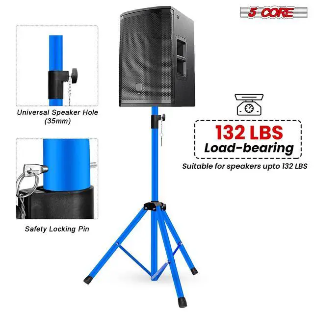 Alt view image 3 of 7 - 5 Core Speaker Stand Tripod Heavy Duty Adjustable 36" Universal Mount for PA DJ Studio