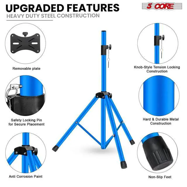 Alt view image 7 of 7 - 5 Core Speaker Stand Tripod Heavy Duty Adjustable 36" Universal Mount for PA DJ Studio