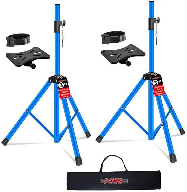 Main image of 5 Core Speaker Stand Tripod Pair Heavy Duty Adjustable 36" Universal Mount for PA DJ Studio w Bag