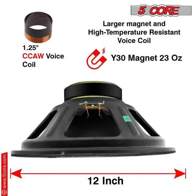 Alt view image 7 of 7 - 5 Core 12 Inch DJ Subwoofer Speaker 1200W Peak 8Ohm Audio Replacement Sub woofer