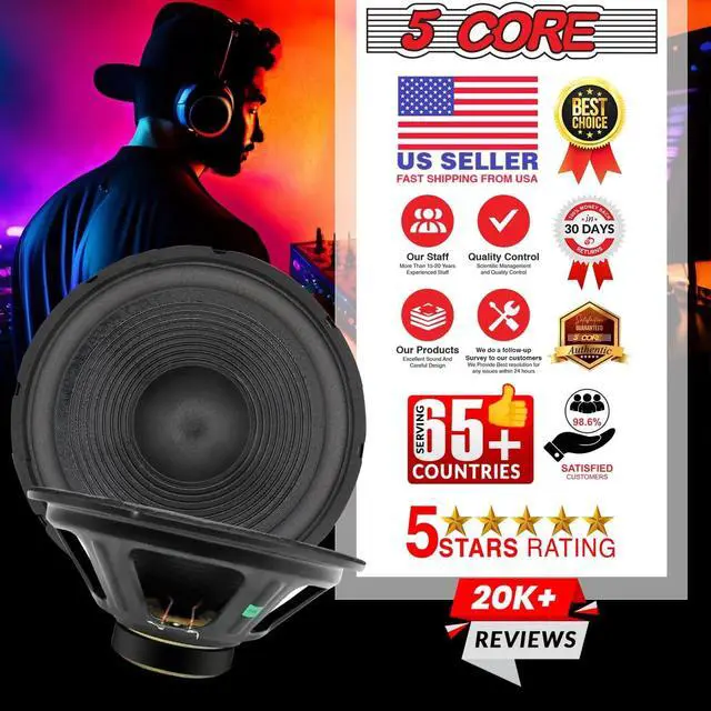 Alt view image 5 of 7 - 5 Core 12 Inch DJ Subwoofer Speaker 1200W Peak 8Ohm Audio Replacement Sub woofer